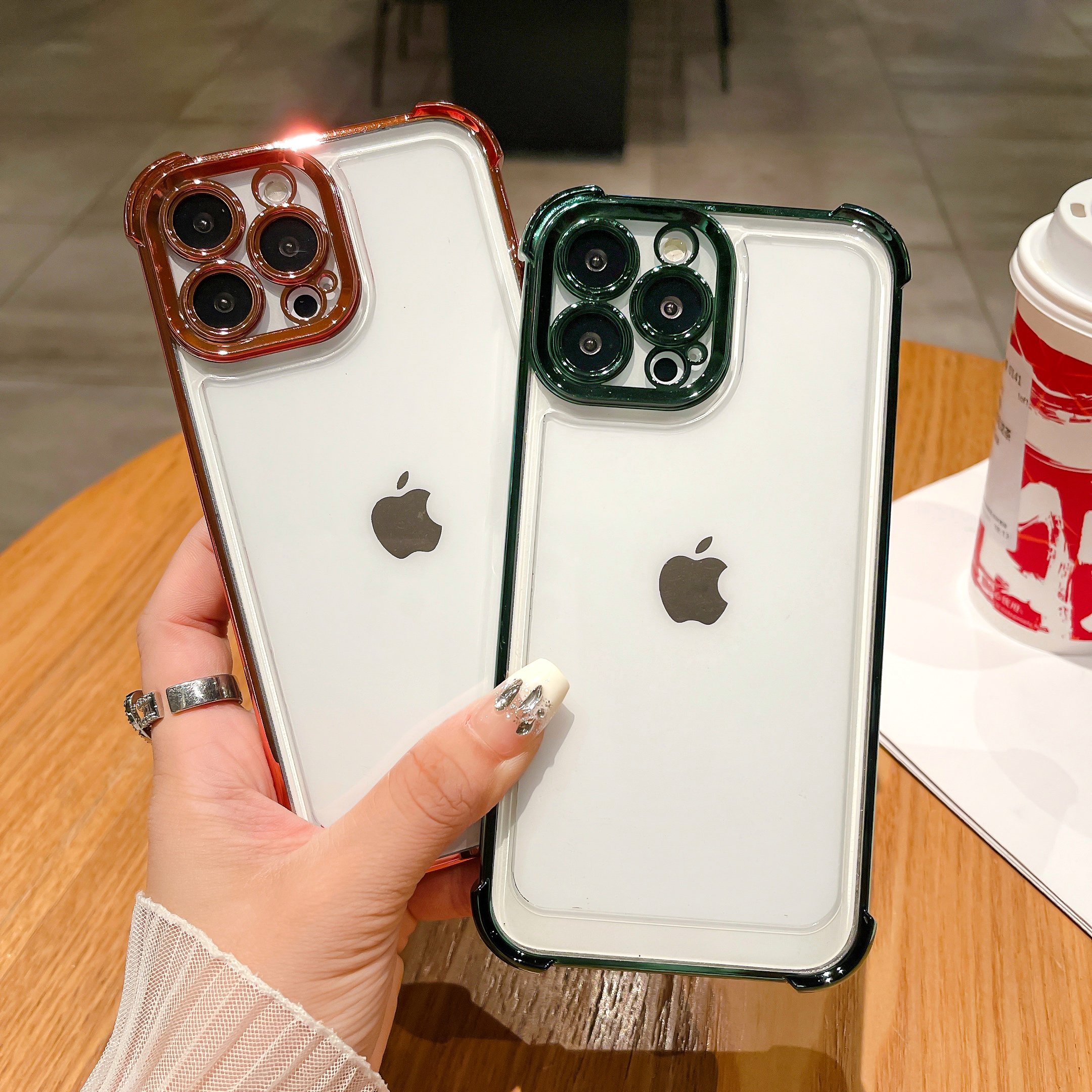 electroplated golden frame phone case for iphone 15 14 13 12 11 pro max