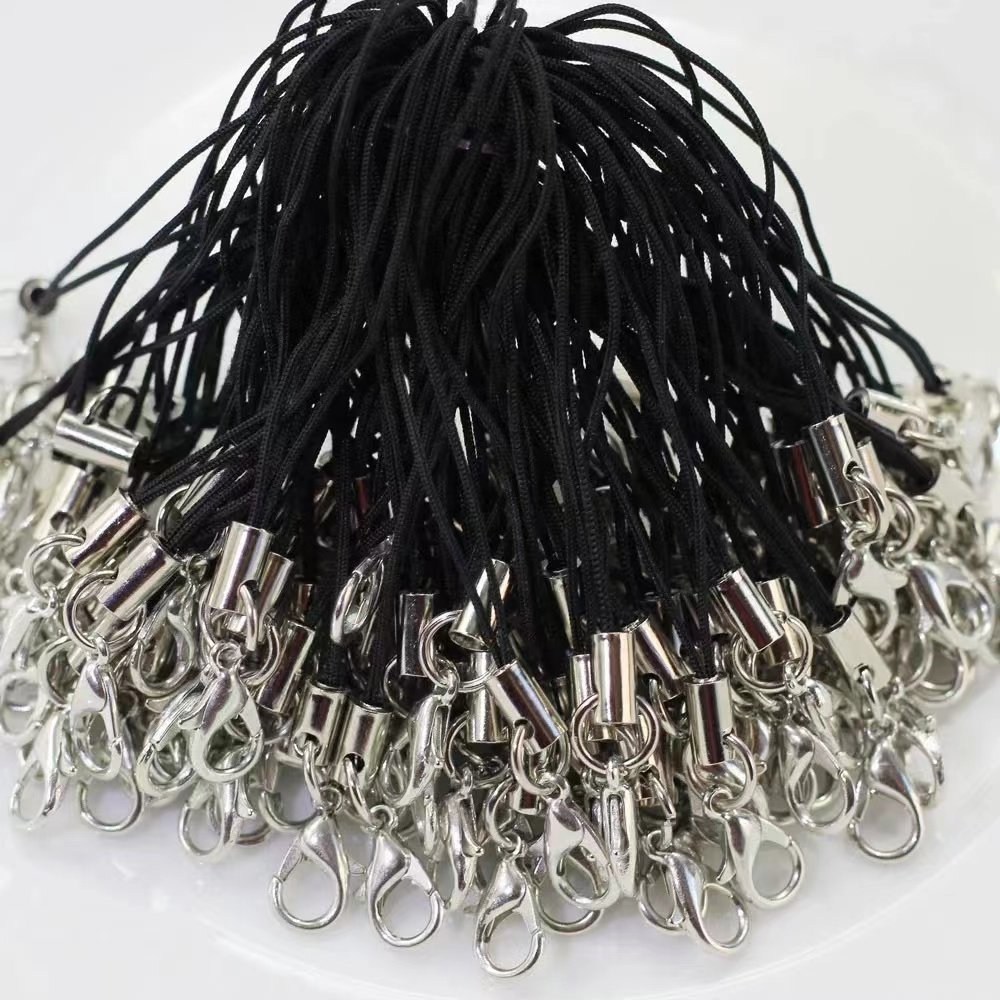 Black Lobster Clasp Lanyard Strap Cord Mobile Straps Charm Nylon Key Ring Chain 100pcs in bag Lanyard