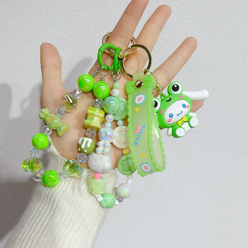Crystal Bead Lanyard Strap Original Design Light Keychain for Mobile Phonechin DIY Decorative Charms for Gift