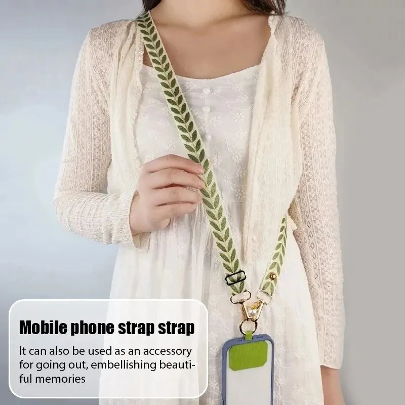 Adjustable Long Mobile Phone Lanyard Crossbody Card Neck Cord Clip Hang Lanyard Pearl Hanging Ornaments Charm Anti-lost Lanyard