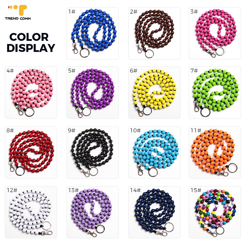Hot Selling Long Colorful Wooden Bead Strap Crossbody Portable Mobile Phone Chain