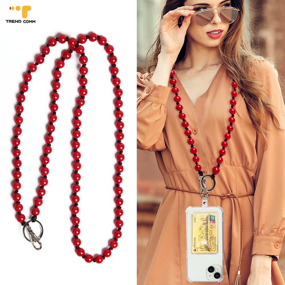 Hot Selling Long Colorful Wooden Bead Strap Crossbody Portable Mobile Phone Chain
