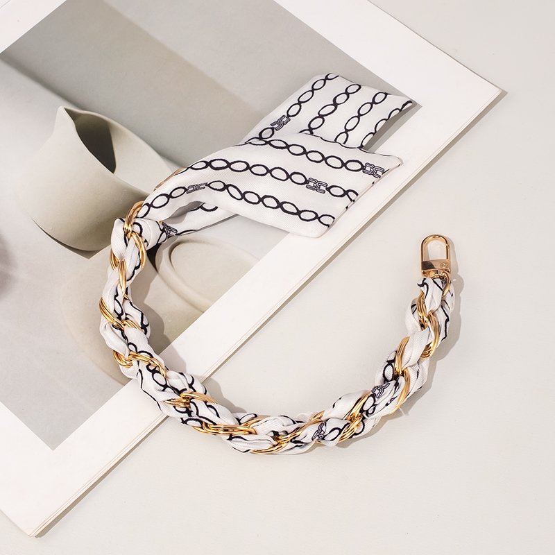 Mobile phone Lange wrist mobile phone chain network celebrity selling creative woven custom printed silk scarf short