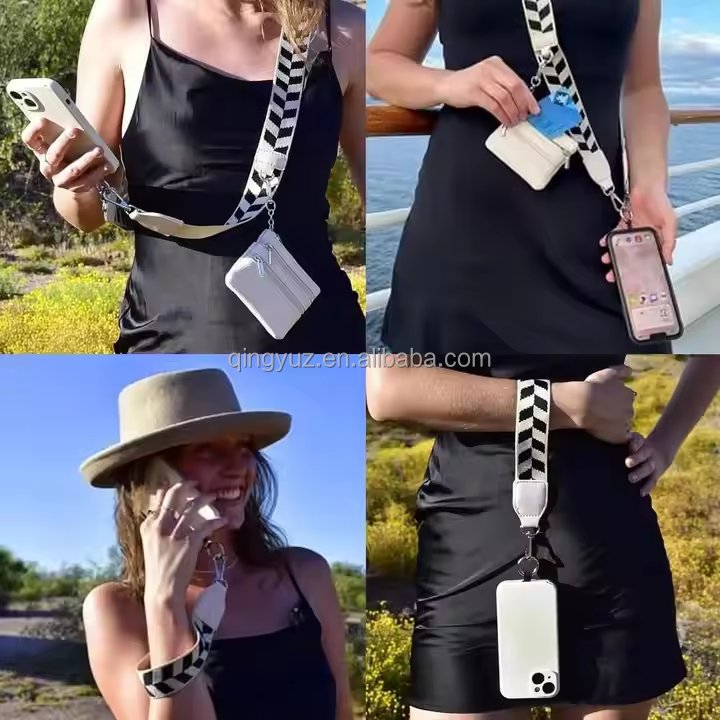 2024 New Mobile Phone Straps with Zippered Pouch Clip Go Strap for Phone with Wallet Crossbody Phone String with Zipper Wallet