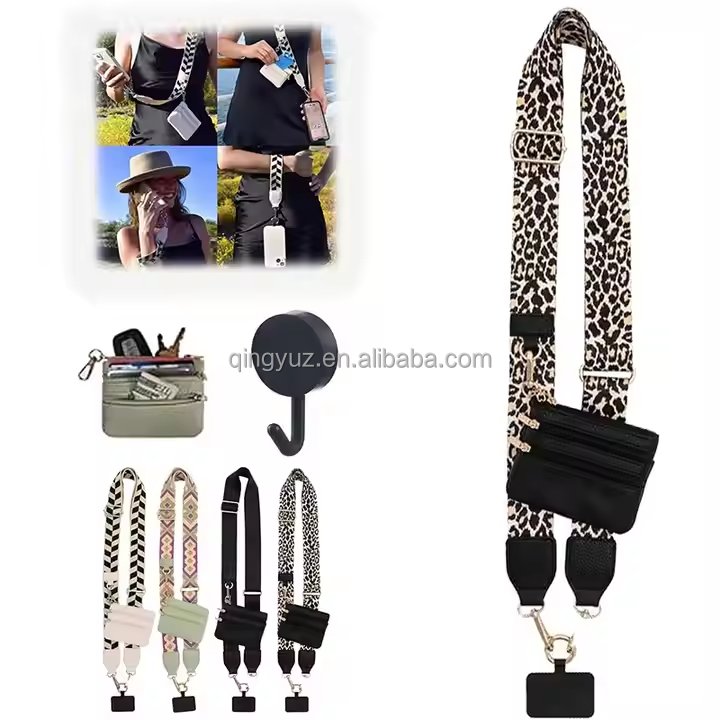 2024 New Mobile Phone Straps with Zippered Pouch Clip Go Strap for Phone with Wallet Crossbody Phone String with Zipper Wallet