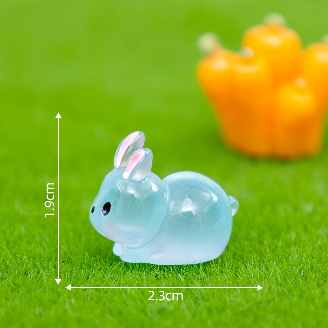 6 Color 1.9cm High Quality glow in the dark Cute rabbit Bunny Mini Resin Figure craft as promotion gift for decoration