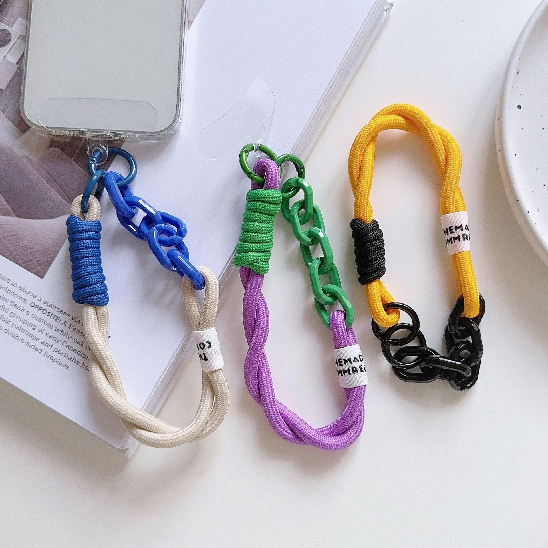 Korea Stylish Lanyard Colorful Phone Strap Bag Braided Strips Keycord Hanging Trousers Accessories Anti-loss Keychain Wrist Rope