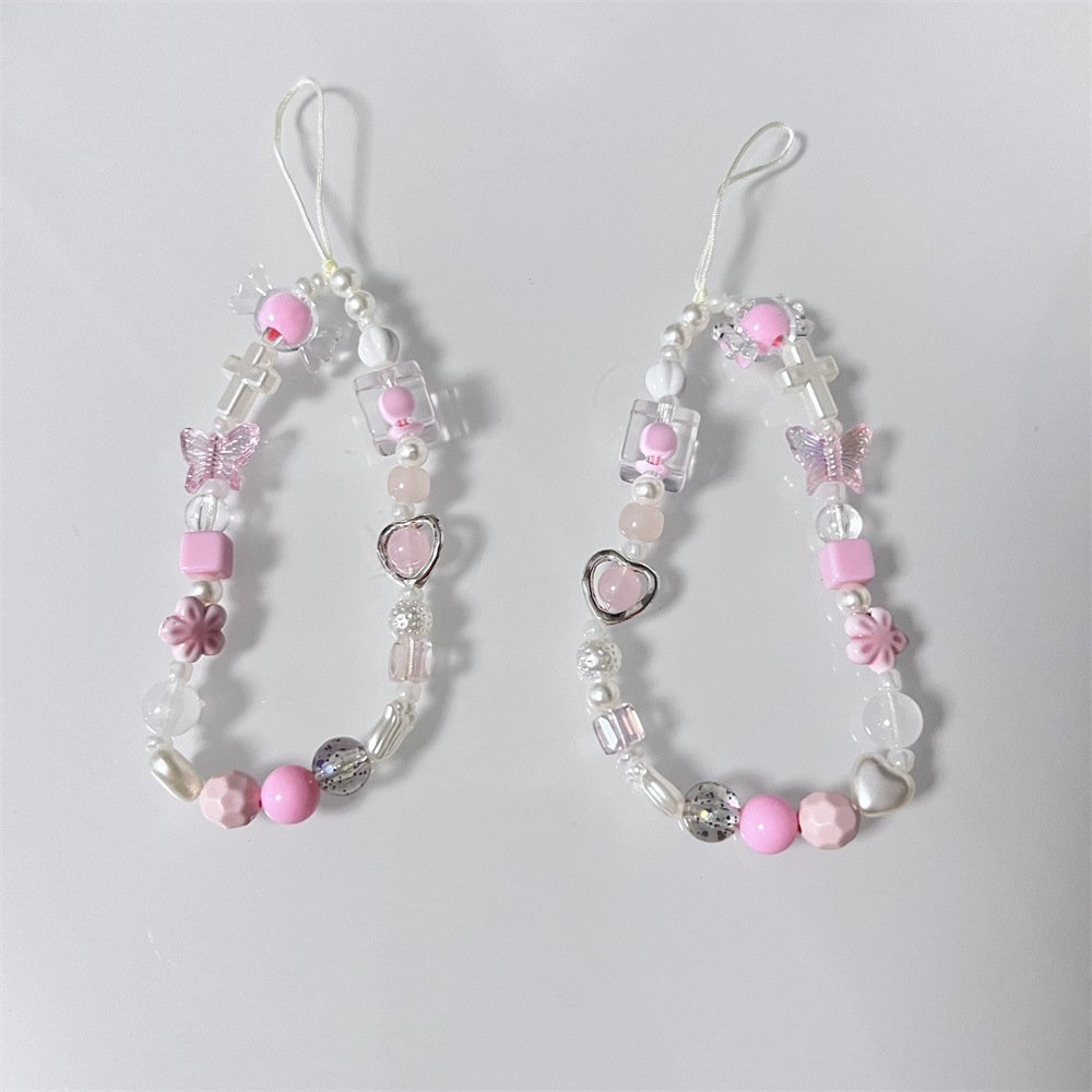 Sweet and Cool Girl Handmade Bead Chain DIY Camera Strap Wrist style Anti Loss Phone Rope
