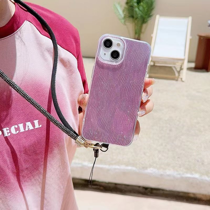80cm Luxury Glitter Diamond TPU Nylon Strap Cute Hand-held Cell Phone Rope Accessory Leather Sling Mobile Phone Chain Cute Phone