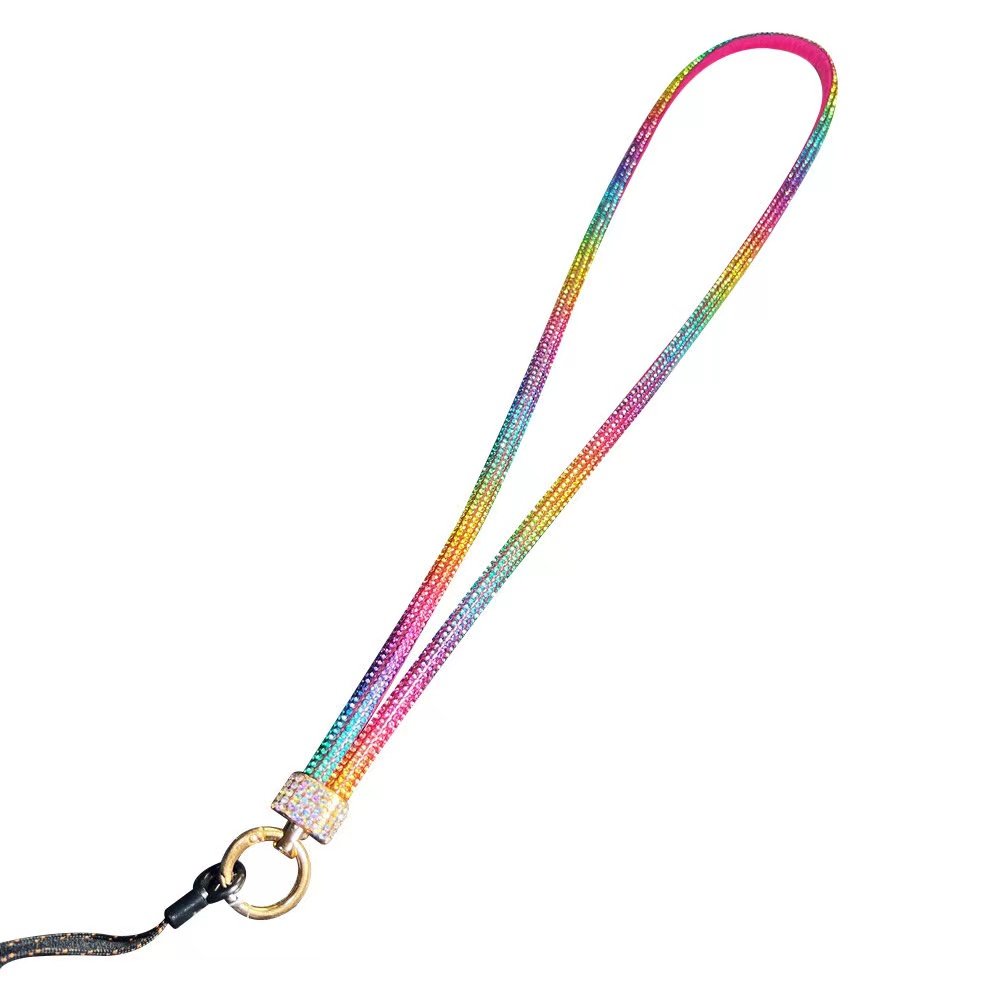 80cm Luxury Glitter Diamond TPU Nylon Strap Cute Hand-held Cell Phone Rope Accessory Leather Sling Mobile Phone Chain Cute Phone