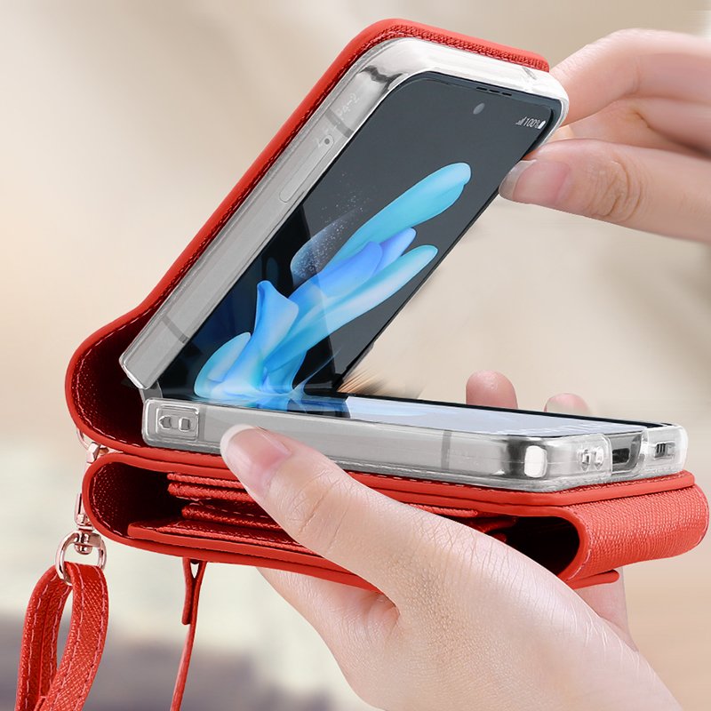 VIETAO Hot Sale Phone Case Leather Body Strap Cell Phone Cover Luxury in Stock with Hand Strap for Samsung Galaxy Z Flip 4 3
