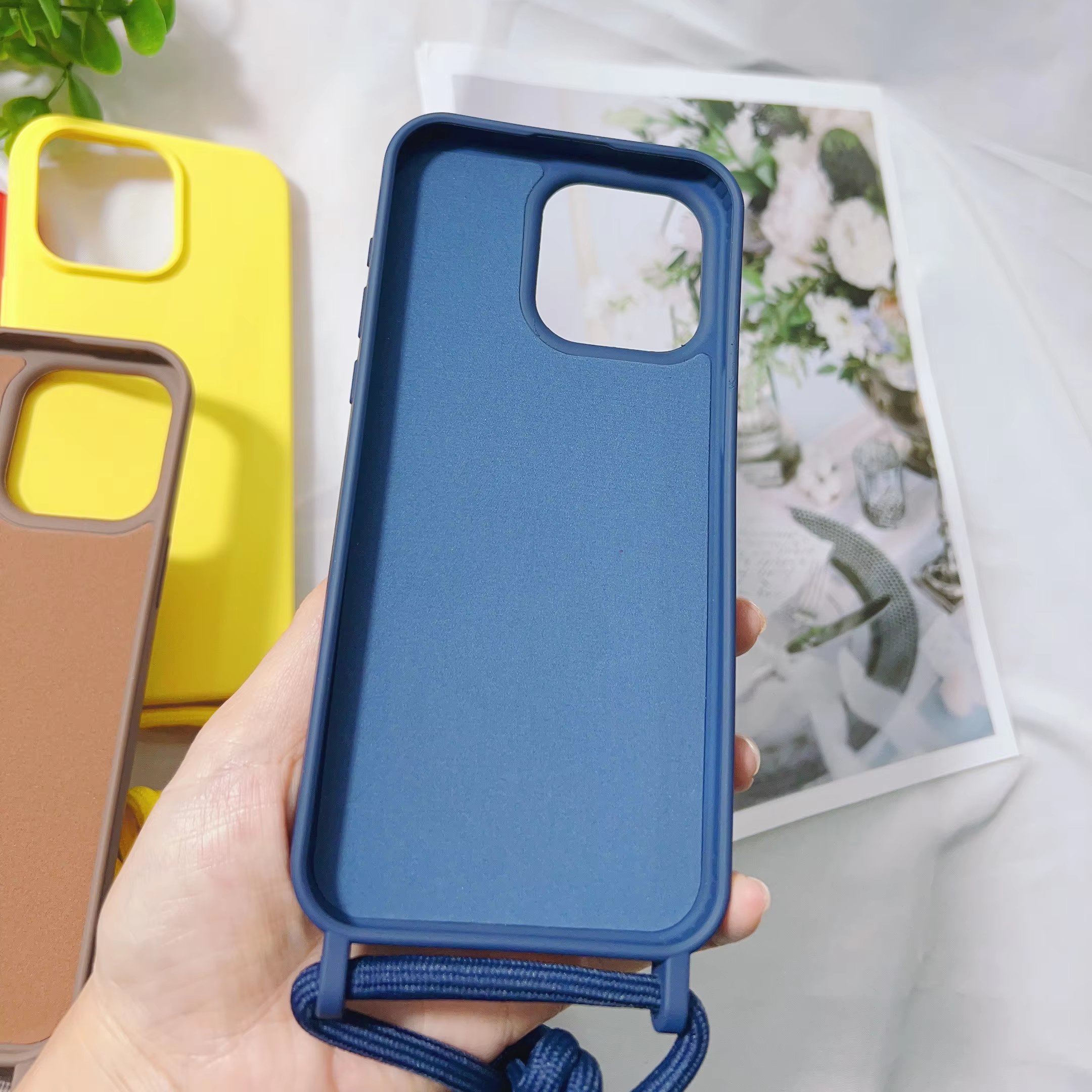 Lanyard Mobile Phone Cases For iPhone 16 15 14 13 12 11 Pro Max Plus Adjustable Necklace Strap Liquid Silicone Shock Cover Case