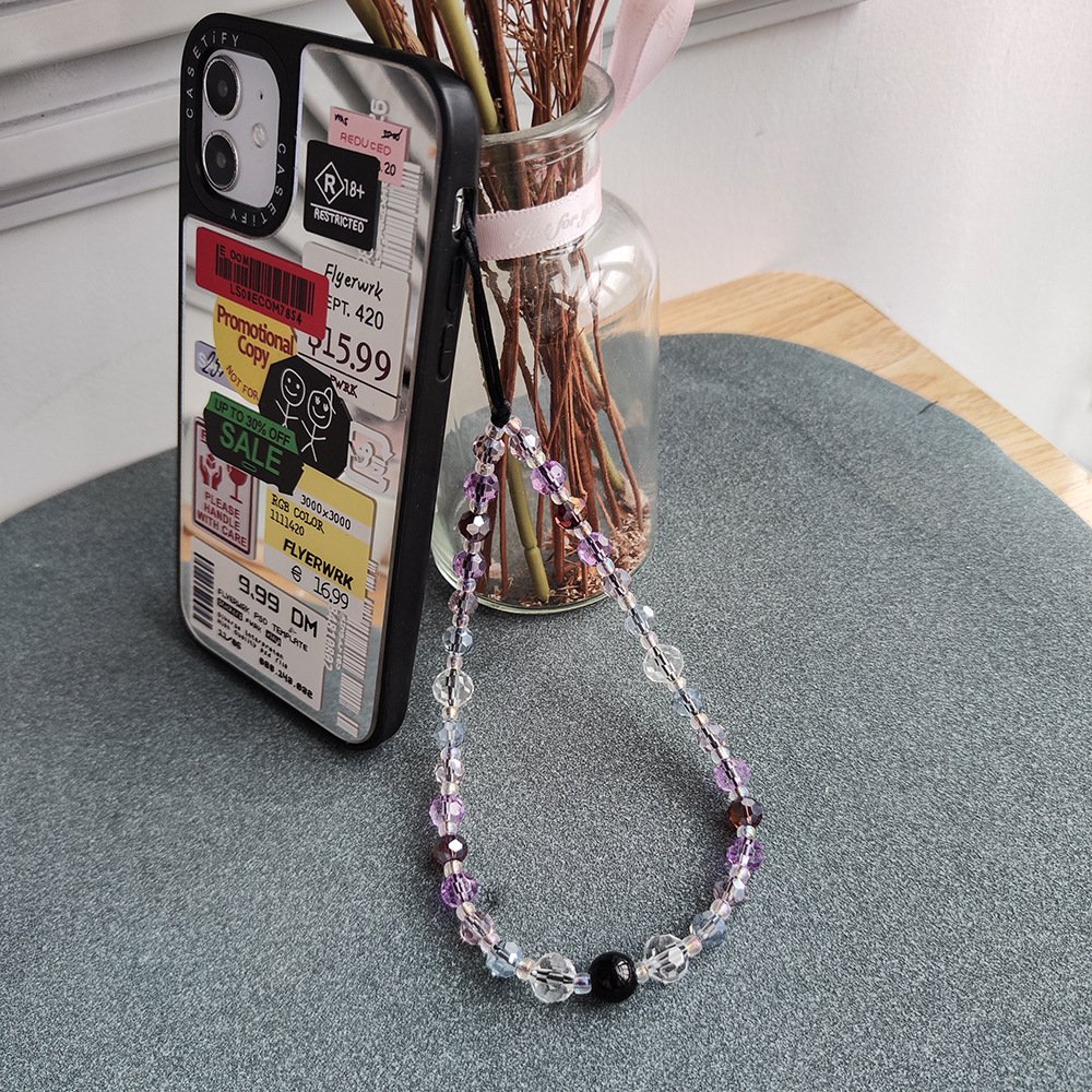 KKBEAD mobile phone chain ins wind crystal simple lanyard Dream purple lanyard