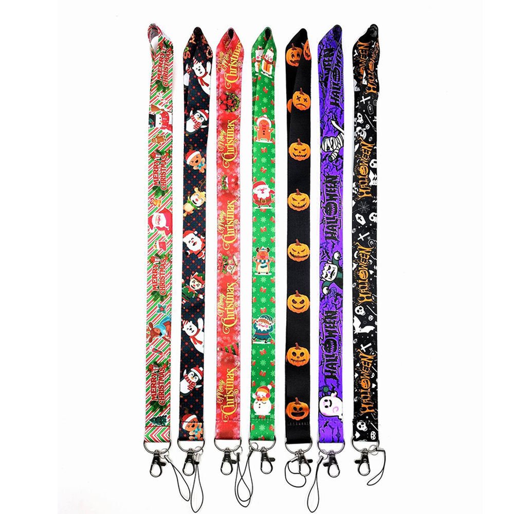 Wholesale Custom Festival Christmas Neck Strap Lanyard Halloween Lanyard Sublimation Short Key Chain ID Card Holder