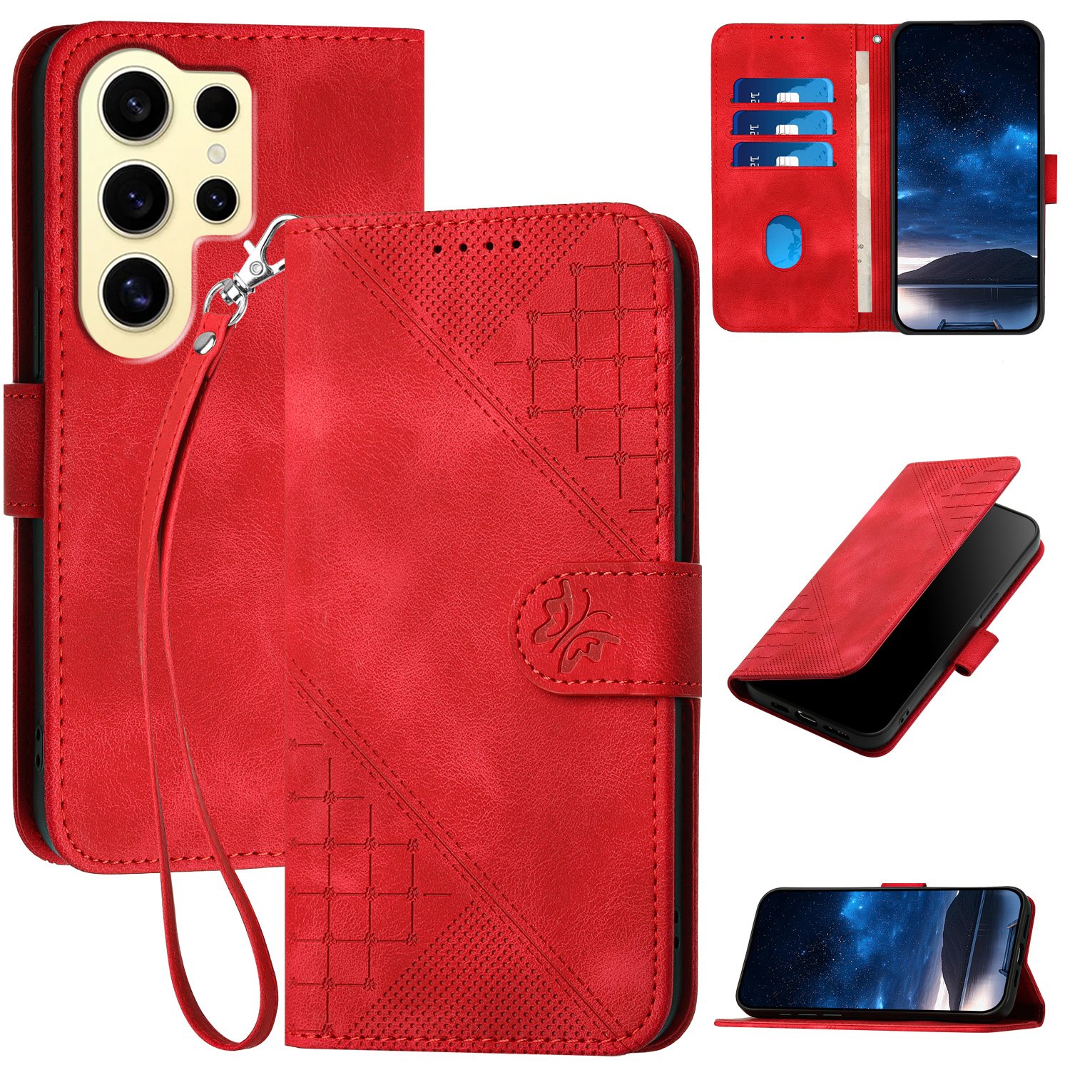 Butterfly Flip Phone Cover for Samsung Galaxy S24 Ultra Phone Case