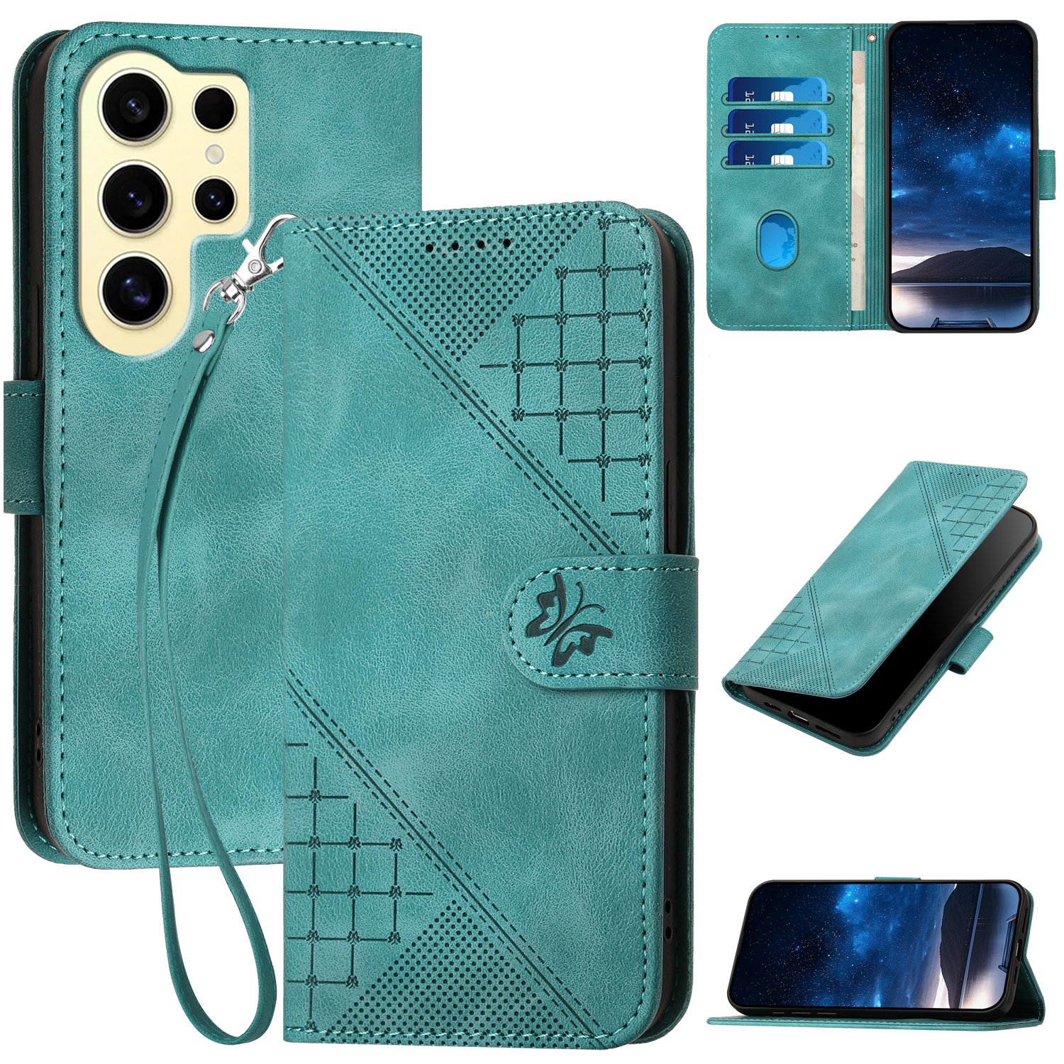 Butterfly Flip Phone Cover for Samsung Galaxy S24 Ultra Phone Case