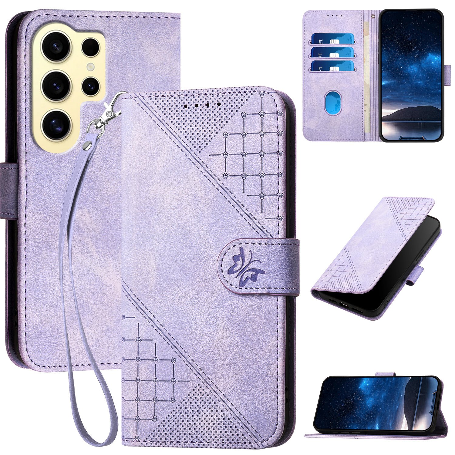 Butterfly Flip Phone Cover for Samsung Galaxy S24 Ultra Phone Case
