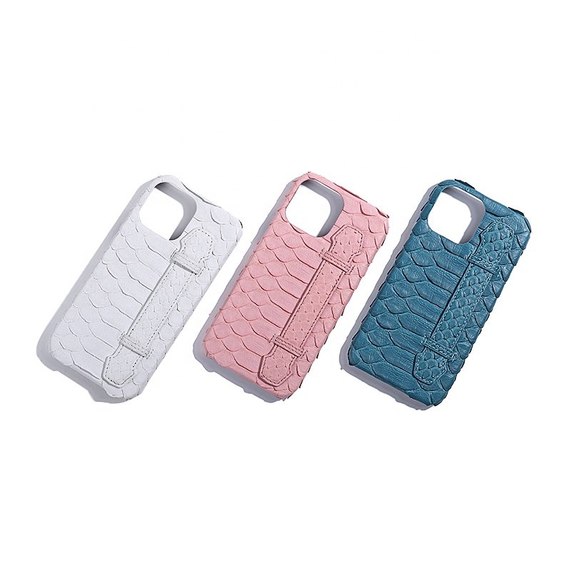 Premium Luxury Exotic Python Leather Mobile Phone Case With Strap For iphone 14 Leather Phone Case