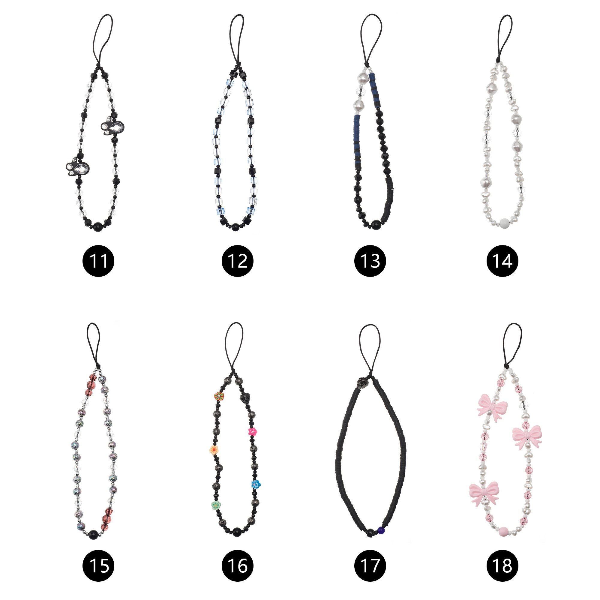 ins Fashion Mobile Phone Lanyard Phone Chains Cubic Crystal Beaded Phone Charm Strap