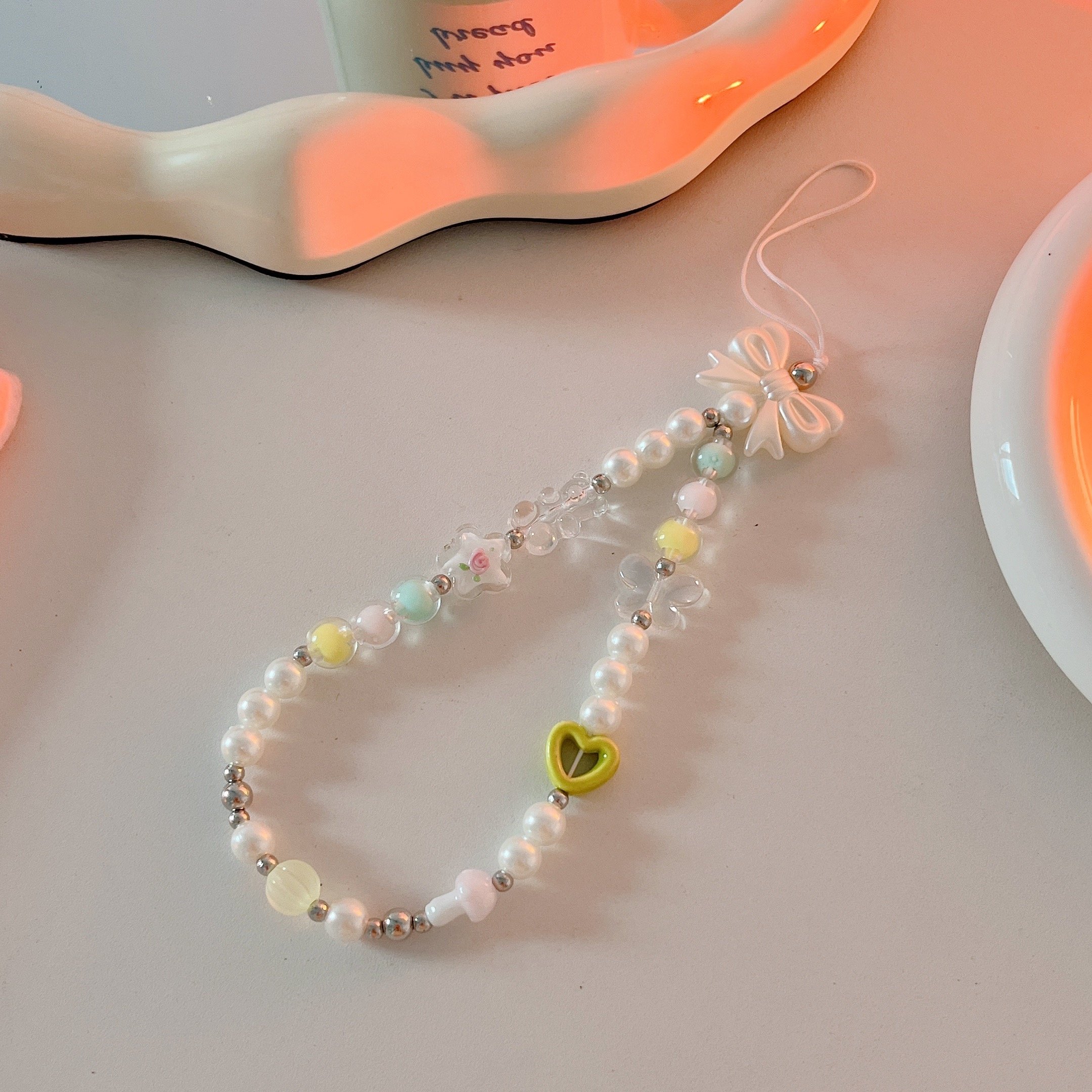 In Stock Universal Lovely Bracelet Fashion Beaded Charms Chain Jewelry Cute Pearl Beads Phone Strap Phone Charm Strap