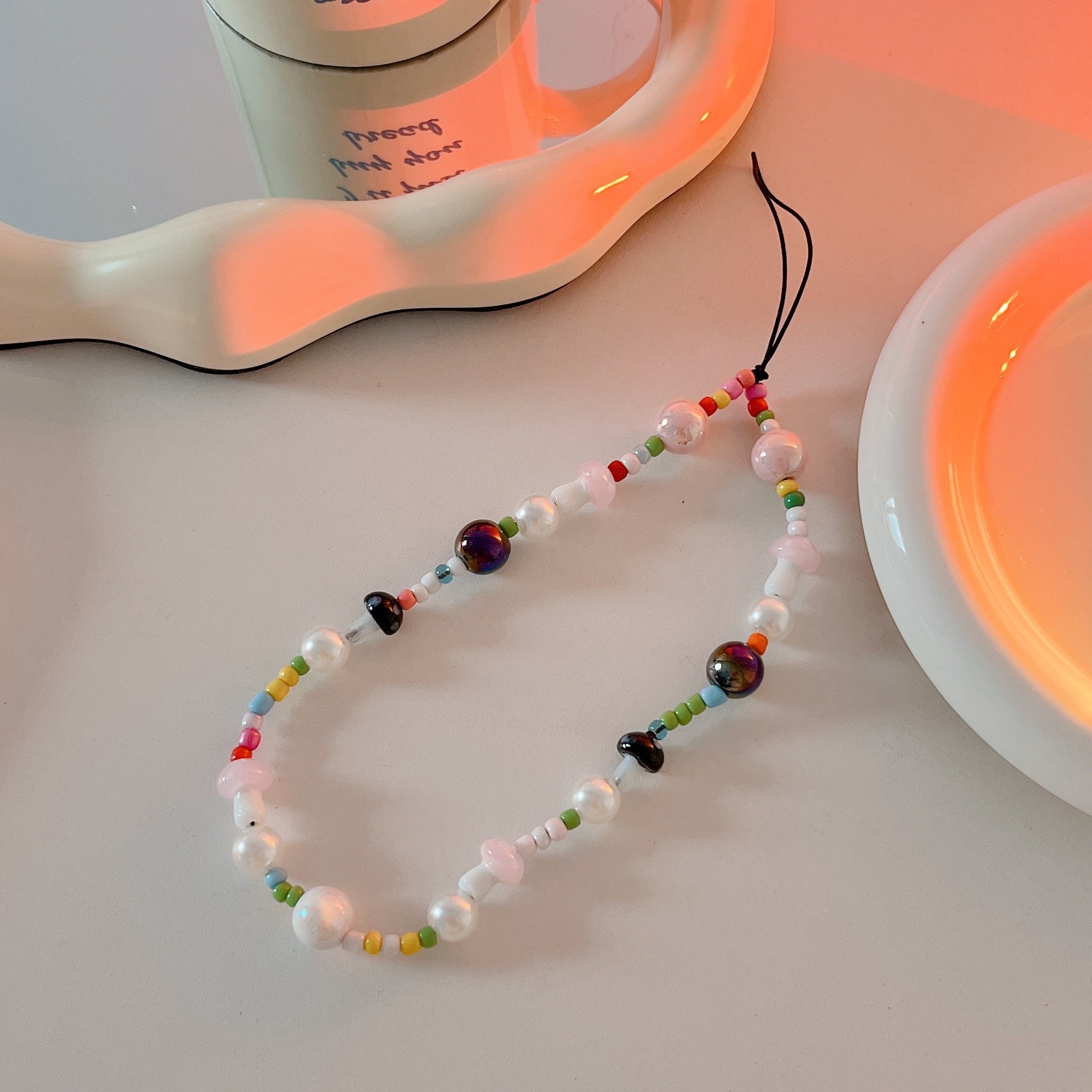 In Stock Universal Lovely Bracelet Fashion Beaded Charms Chain Jewelry Cute Pearl Beads Phone Strap Phone Charm Strap