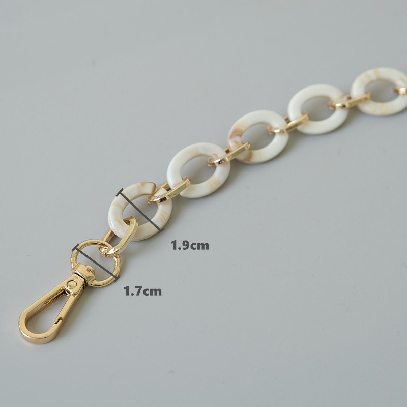 New Women Oval Acrylic Phone Chain Strap Bag Manual Detachable Acrylic Gold Metal Bag Decorative Chain Strap Phone Chain Lanyard