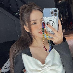 KKBEAD Japanese Korean style lovers love pink romantic acrylic jelly love mobile phone chain wrist strap