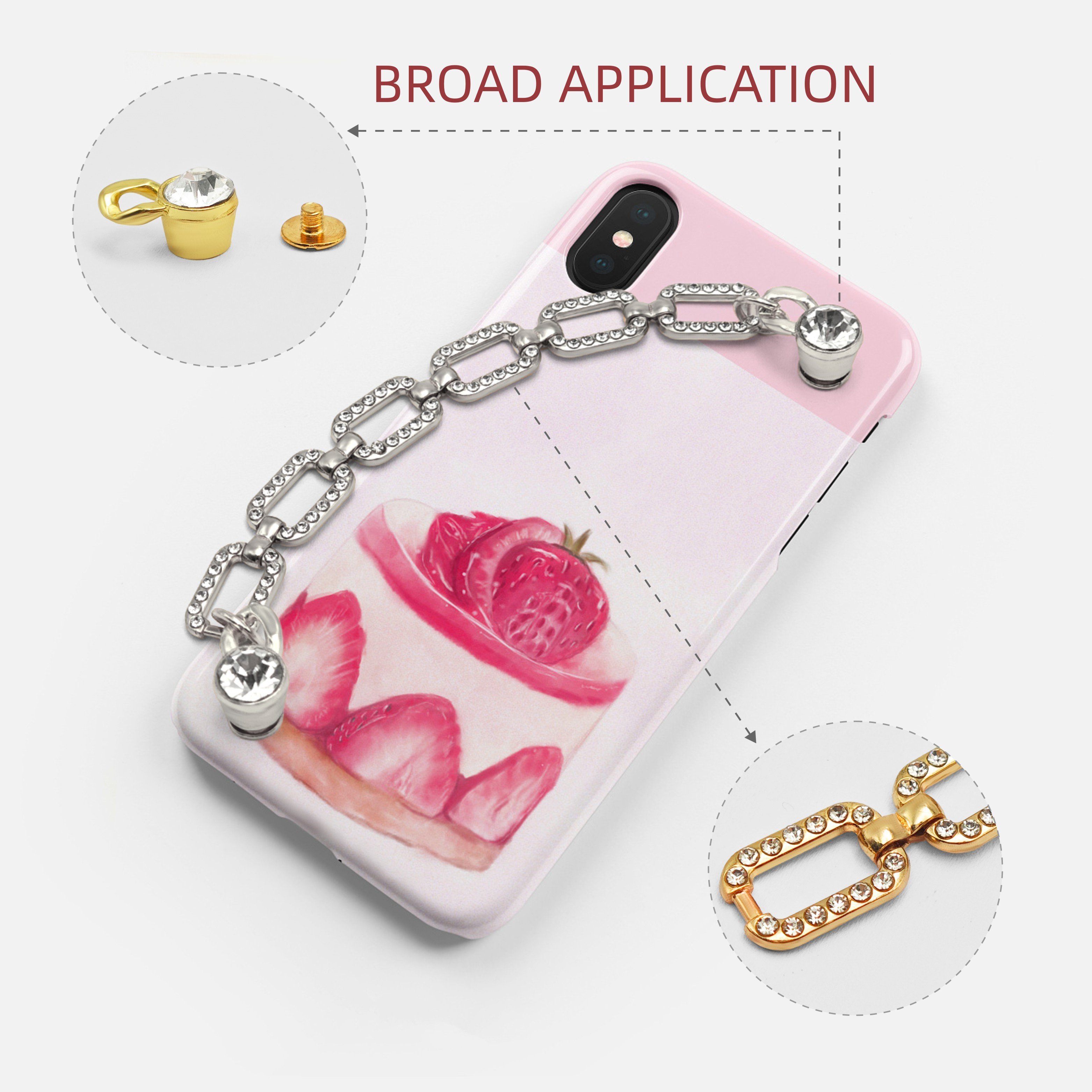 Rhinestone Chain Keychain For Hats Wallet Chain With Lobster Clasps Phone Case Chain