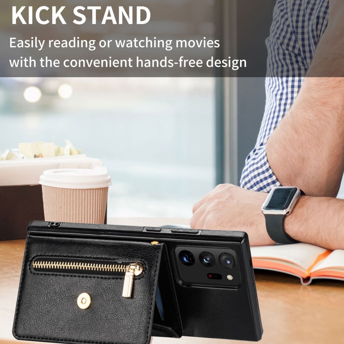 free custom design logo fashion wallet pu leather phone case for Samsung Galaxy Note 20 Ultra with zipper and strap