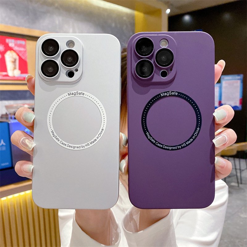 360 Metal Magnetic Case Ultra Thin Case Matte Wireless Charging Hard Back Cover For Iphone 15 14 13 12 11