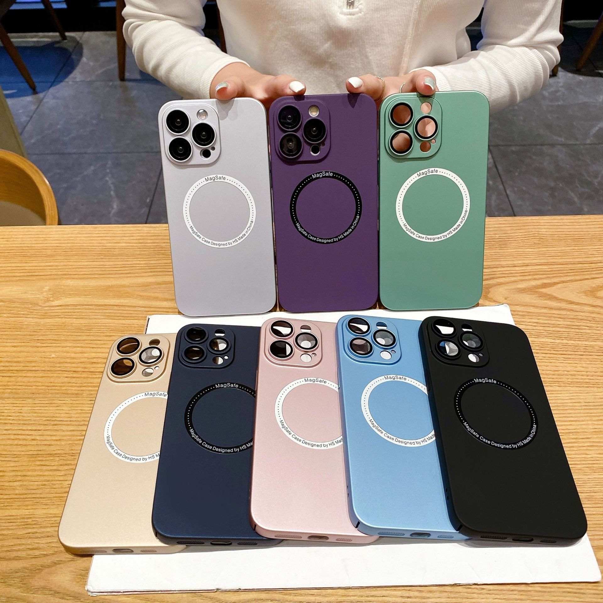 360 Metal Magnetic Case Ultra Thin Case Matte Wireless Charging Hard Back Cover For Iphone 15 14 13 12 11