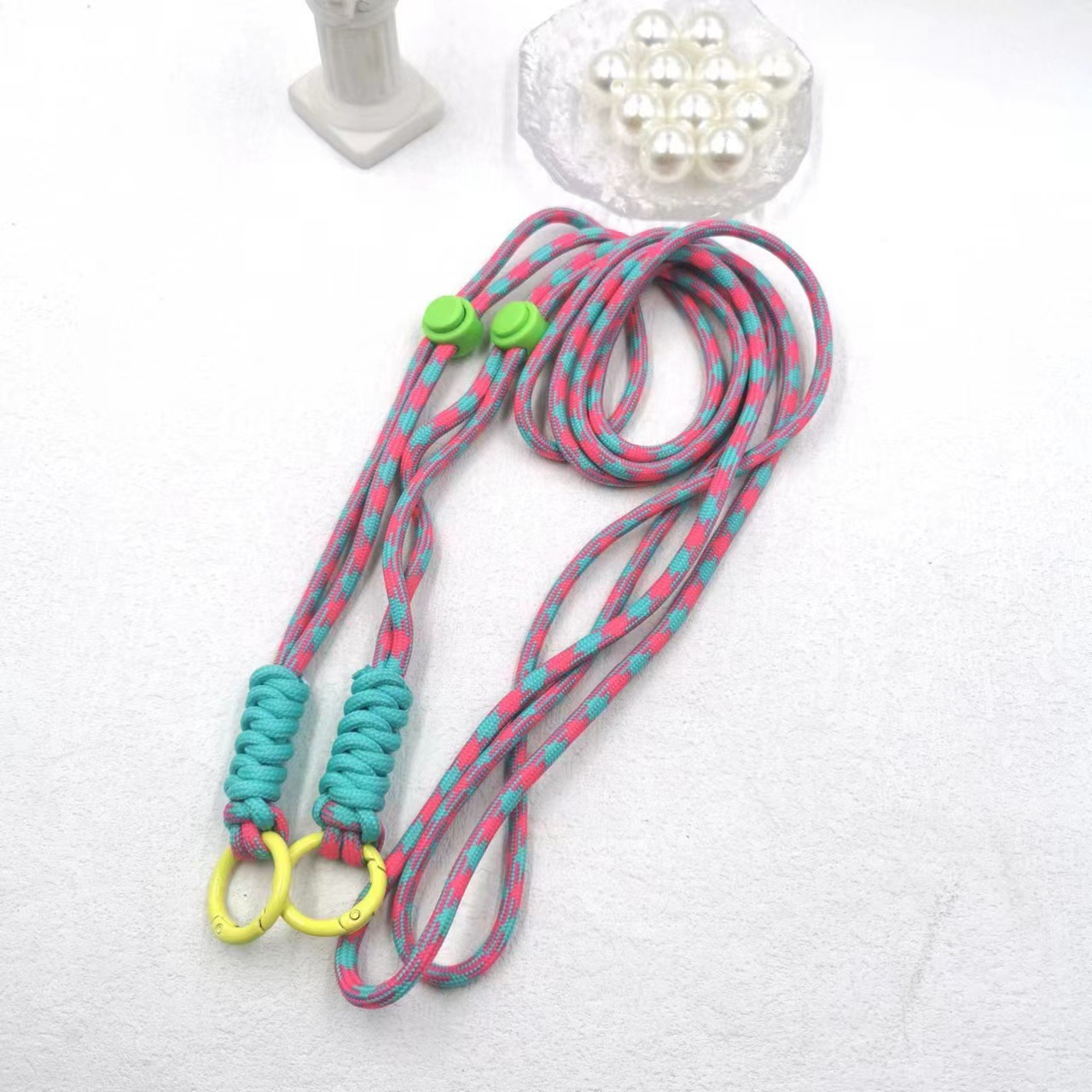 New woven long lanyard Korean style contrast color crossbody mobile phone rope work card strap chain lanyard adjustable