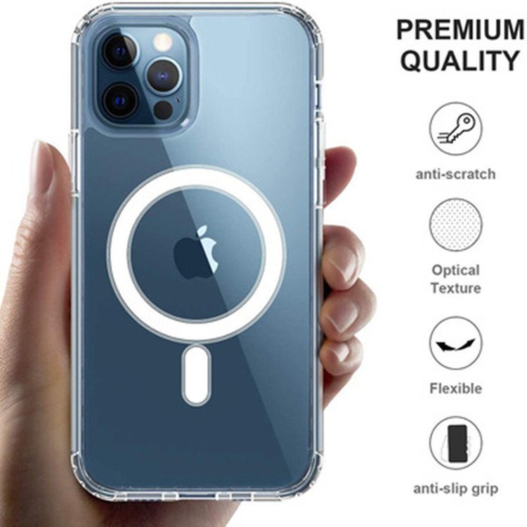 Clear Magnetic Compatible Shockproof Military-Grade Protection for iPhone 14/13 15promax Classic Hybrid transparent Phone Case