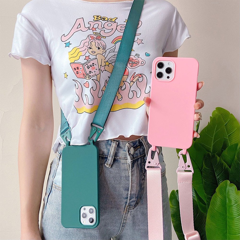Hot Selling Heavy Duty Nylon Braided Color Rope Strap With Patch Anchor For Iphone 15 Clear Phone Case Lanyard