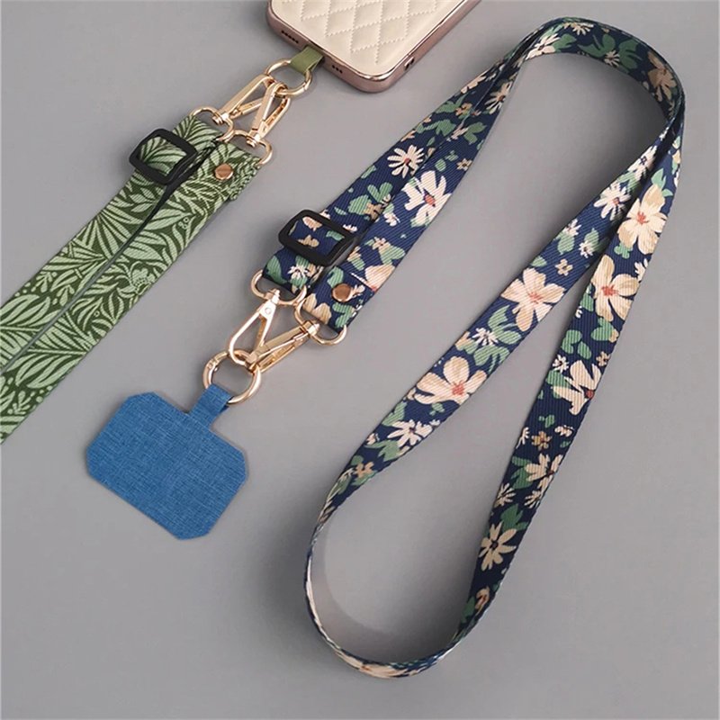 Green Leaves Adjustable Neck Cord Phone Strap Mobile Phone Straps Patch Cell Holder Hanging Cord Phone Lanyards Strap