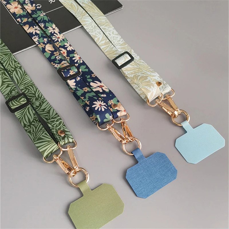 Green Leaves Adjustable Neck Cord Phone Strap Mobile Phone Straps Patch Cell Holder Hanging Cord Phone Lanyards Strap