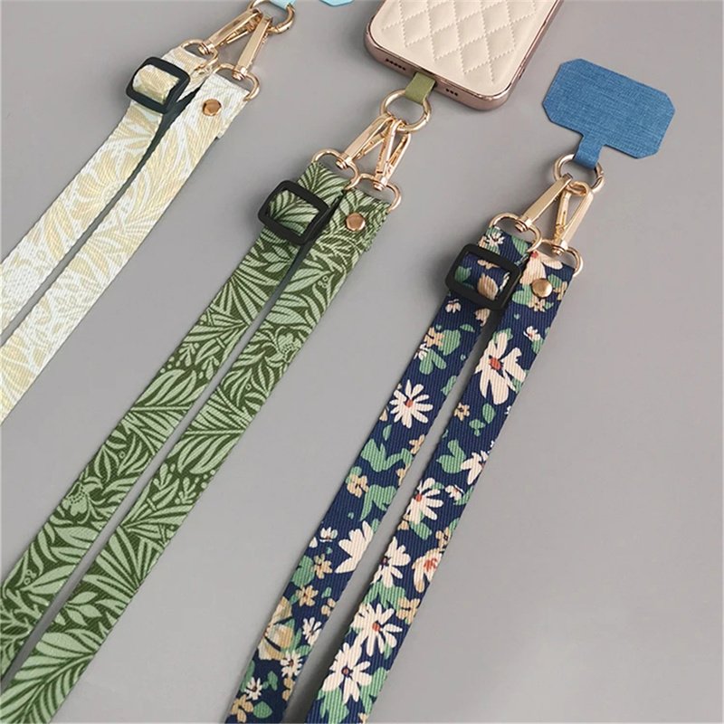 Green Leaves Adjustable Neck Cord Phone Strap Mobile Phone Straps Patch Cell Holder Hanging Cord Phone Lanyards Strap
