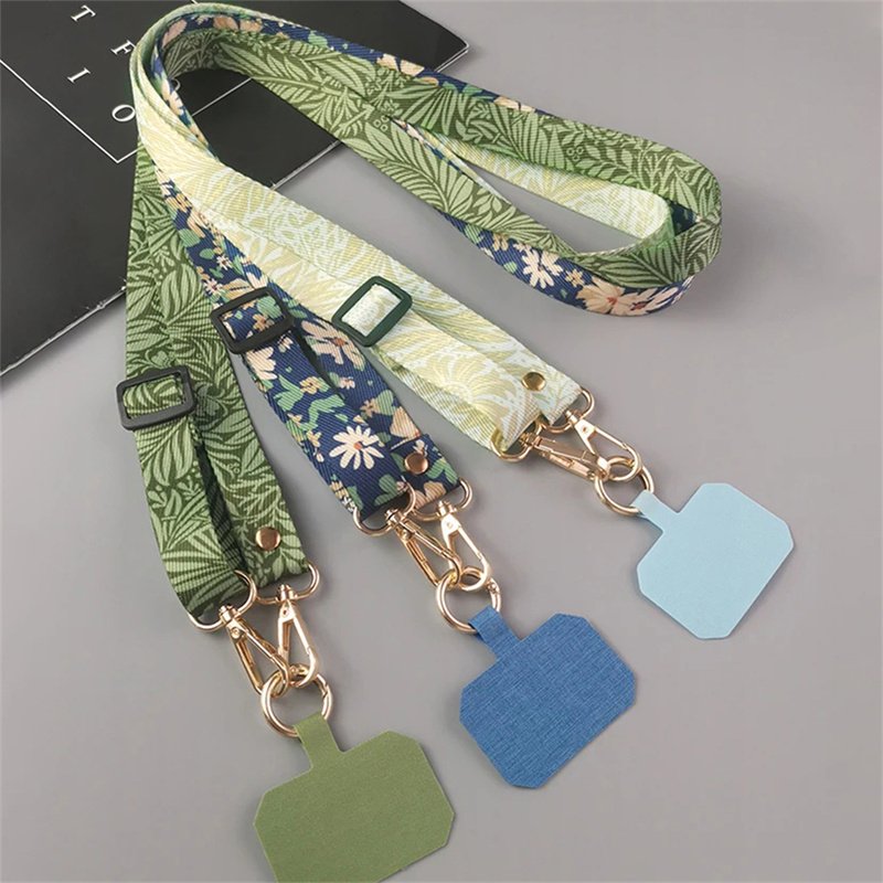 Green Leaves Adjustable Neck Cord Phone Strap Mobile Phone Straps Patch Cell Holder Hanging Cord Phone Lanyards Strap