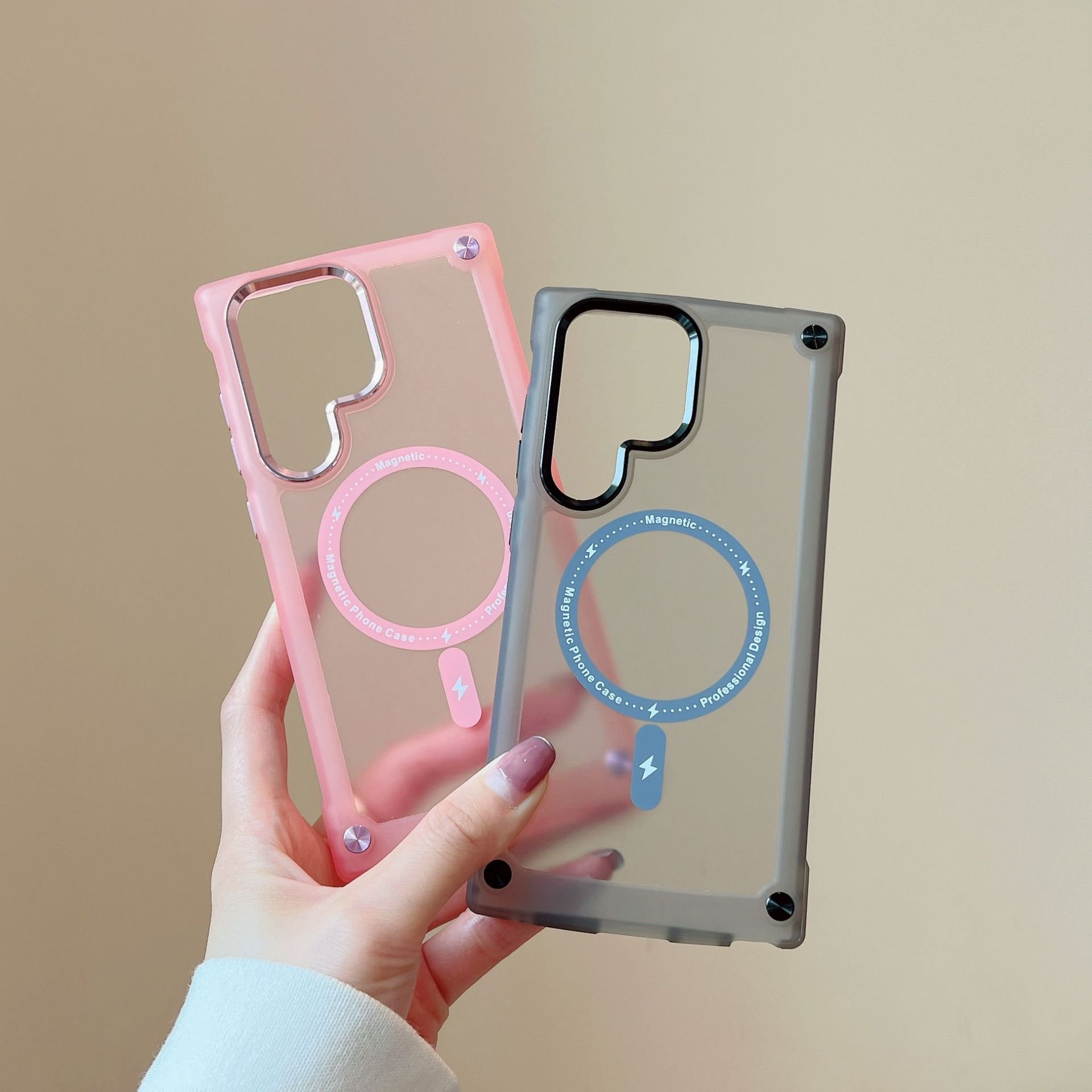 Anti Fall Magnetic Frosted Acrylic Mobile Phone Case For Samsung Galaxy S25 S24 S23 S22 S21 ultra tpu new Shockproof Back Cover