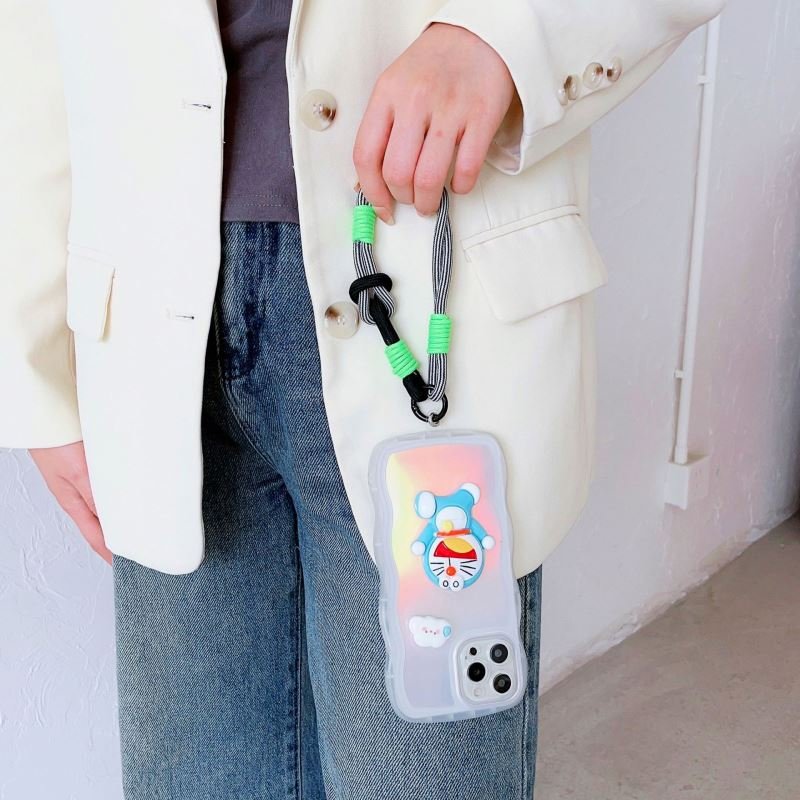 Phone Accessories Colorful Lanyard Short Nylon Rope With Patch Tab Cell Phone Wrist Straps Mobile Phone Rope