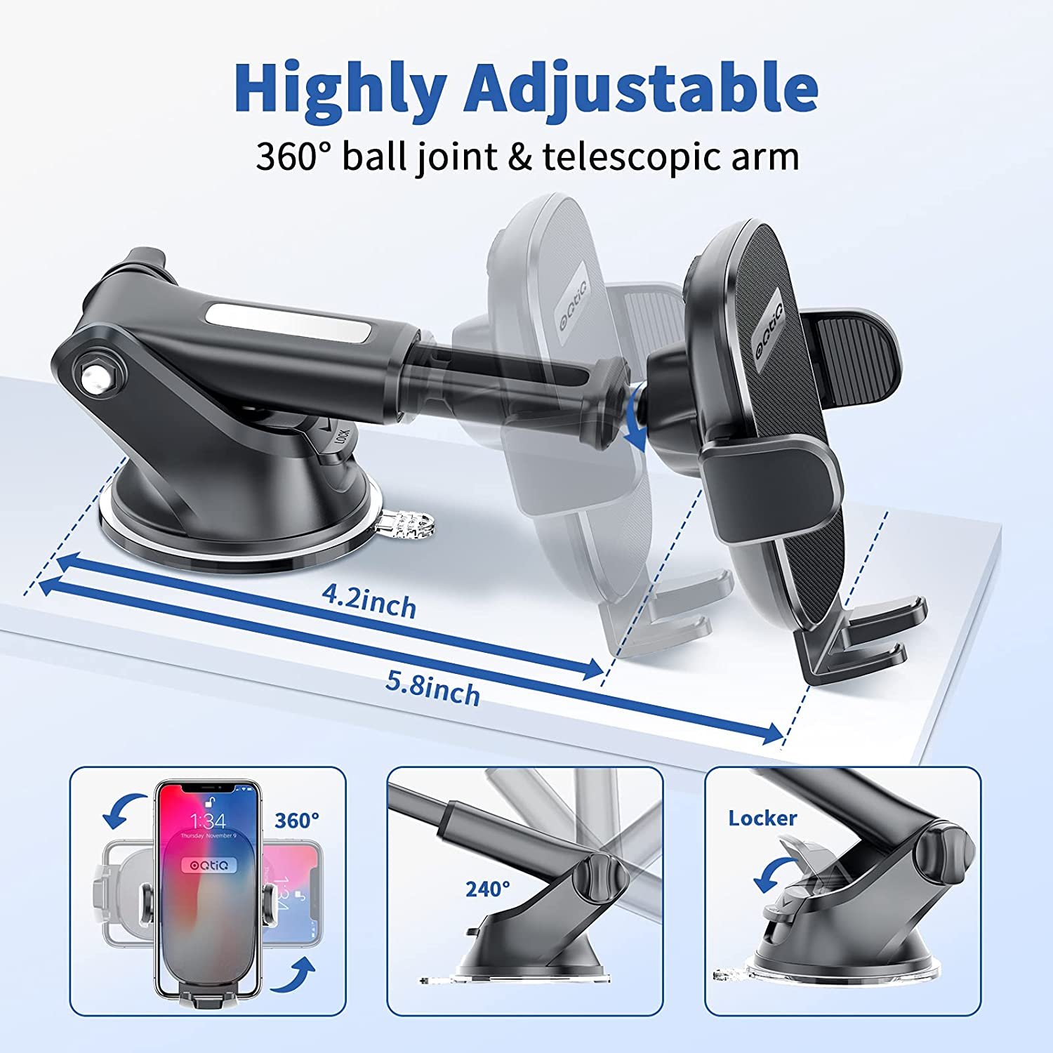 Universal Air Vent Phone Cradle Car Mount Phone Holders Stand Suction Cup For Windshield Dashboard Car Mobile Phone Holders