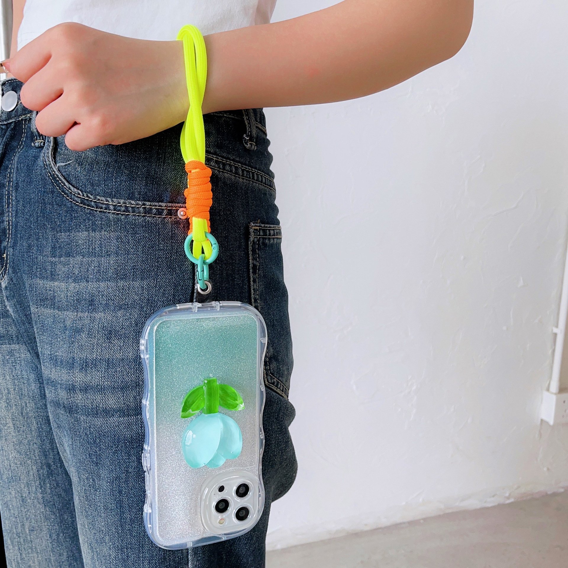 Universal Phone Case Lanyard Colorful Short Nylon Rope With Patch Tab Cell Phone Case Wrist Straps Rope for iPhone for Samsung