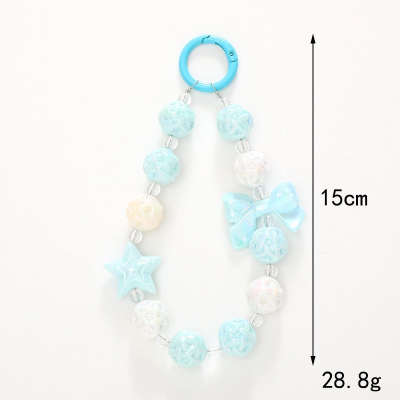 Color Beaded Phone Pendant Mobile Phone Bracelet Keychain Smartphone Hanging Strap Gift Round Beads Cell Phone Charm