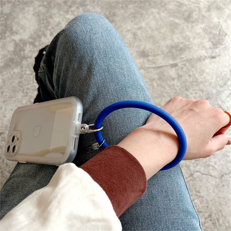 Hot Sale Hanging Ring Adjust Mobile Phone Soft Silicone Lanyard Strap Anti-Lost Bracelet Keychain
