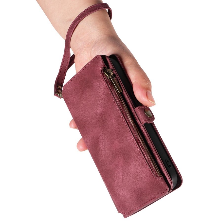 For iPhone Cases Luxury Wrist Strap Zipper Wallet Multi Layer Card Pocket Leather Phone Bags Case for IPhone 15 Pro Max