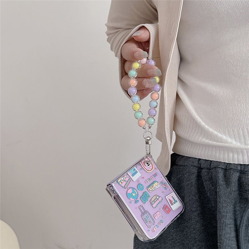 Case For Samsung Z Flip 4 3 5 Fashion Labels Painted Bracelet Shockproof Hard Back Cover For Samsung Galaxy Flip6 Case