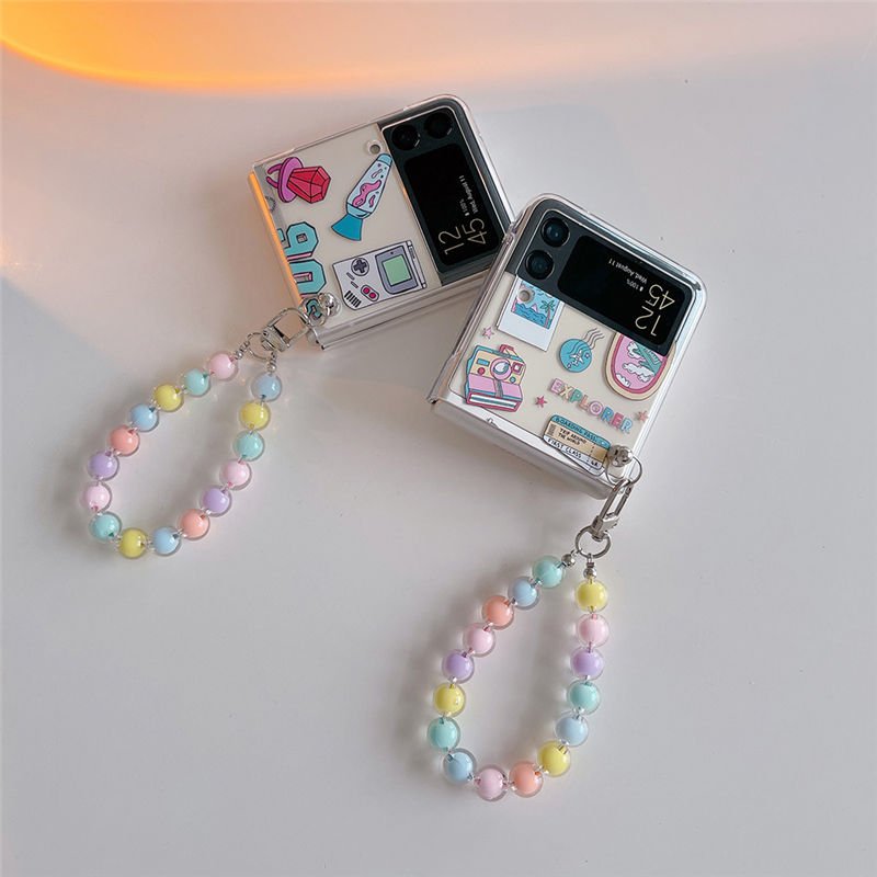 Case For Samsung Z Flip 4 3 5 Fashion Labels Painted Bracelet Shockproof Hard Back Cover For Samsung Galaxy Flip6 Case