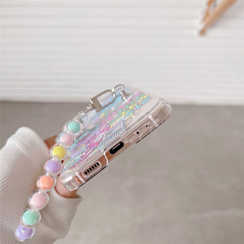 Case For Samsung Z Flip 4 3 5 Fashion Labels Painted Bracelet Shockproof Hard Back Cover For Samsung Galaxy Flip6 Case
