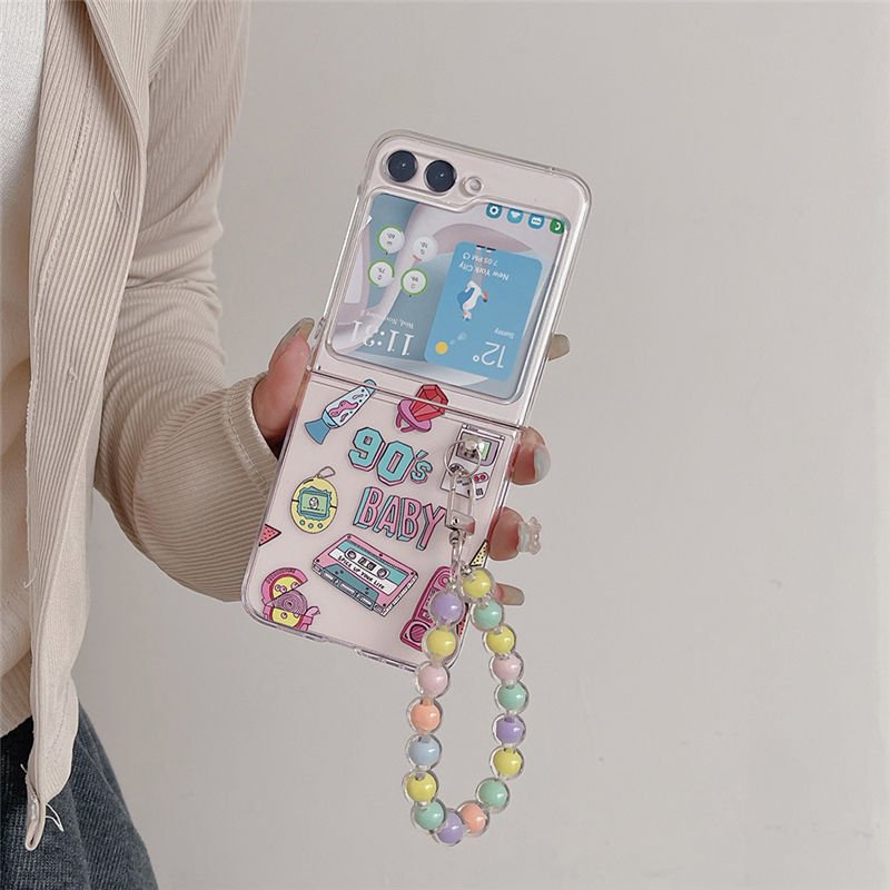 Case For Samsung Z Flip 4 3 5 Fashion Labels Painted Bracelet Shockproof Hard Back Cover For Samsung Galaxy Flip6 Case