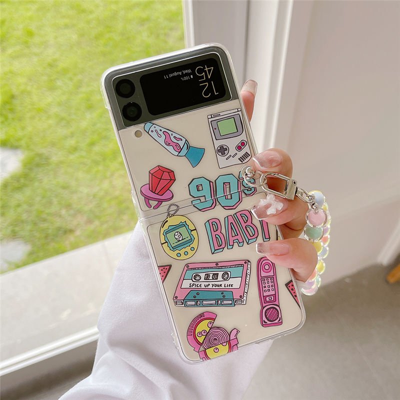 Case For Samsung Z Flip 4 3 5 Fashion Labels Painted Bracelet Shockproof Hard Back Cover For Samsung Galaxy Flip6 Case